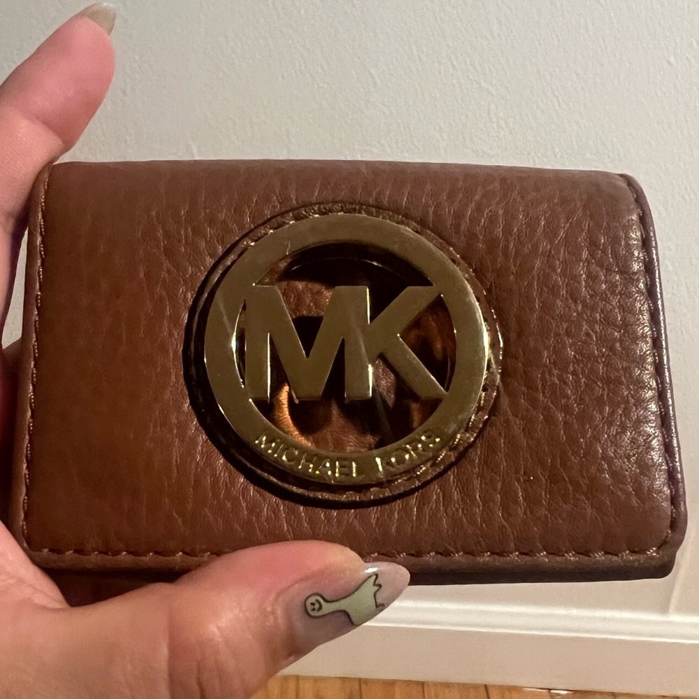 Michael Kors Brown card case/Wallet with Gold Logo
